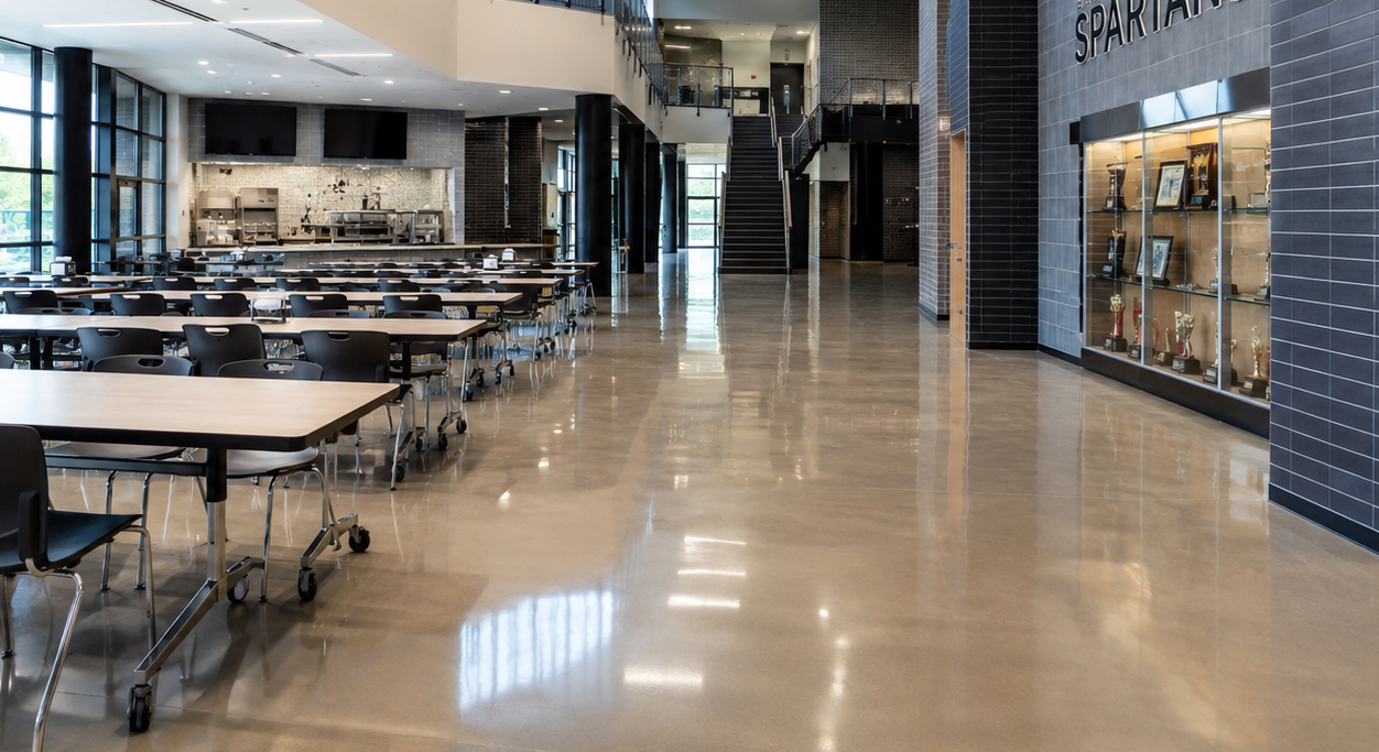 Facility services team helping keep a school clean all year
